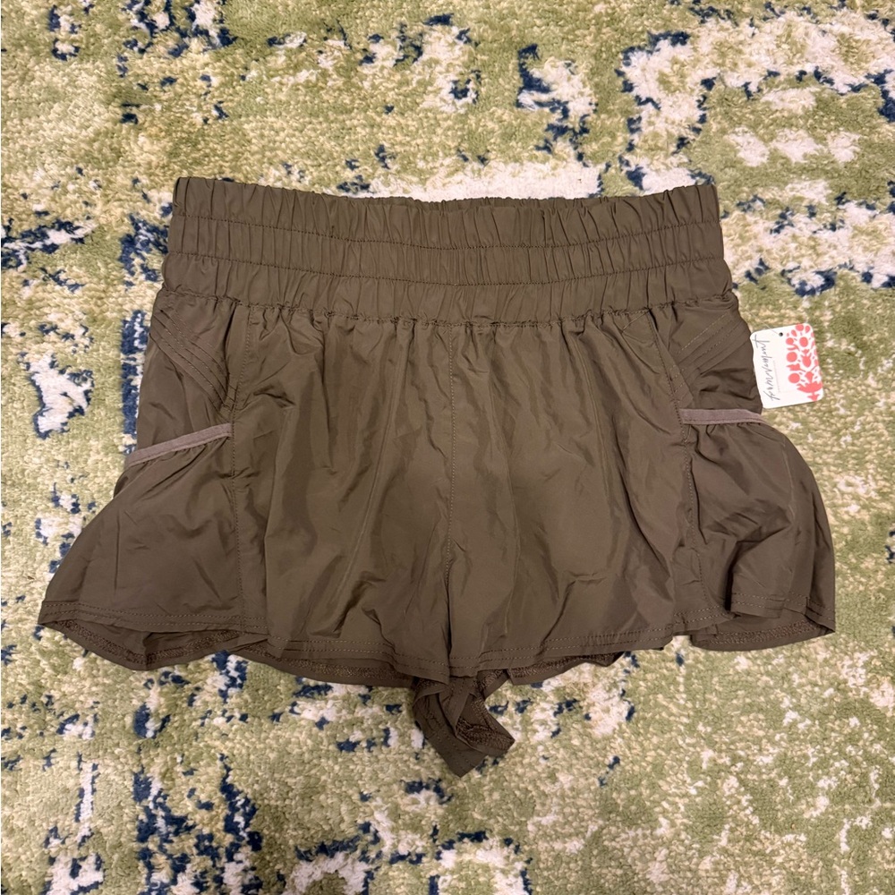 FP Movement by Free People Get Your Flirt On Olive Women's Shorts NWT